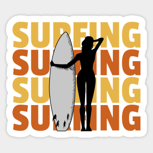 Surfing Silhouette Sticker